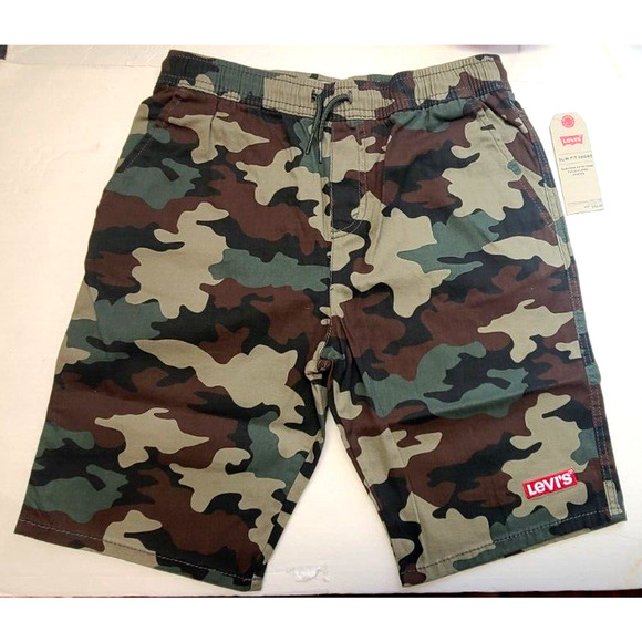 Levi's Big Boy's slim fit shorts pants medium camo drawstring stretch 4 pockets - Picture 2 of 8